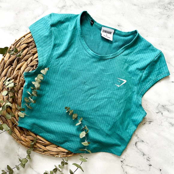 Gymshark Tops - Gymshark Womens Teal Cropped Tee, sz. Small